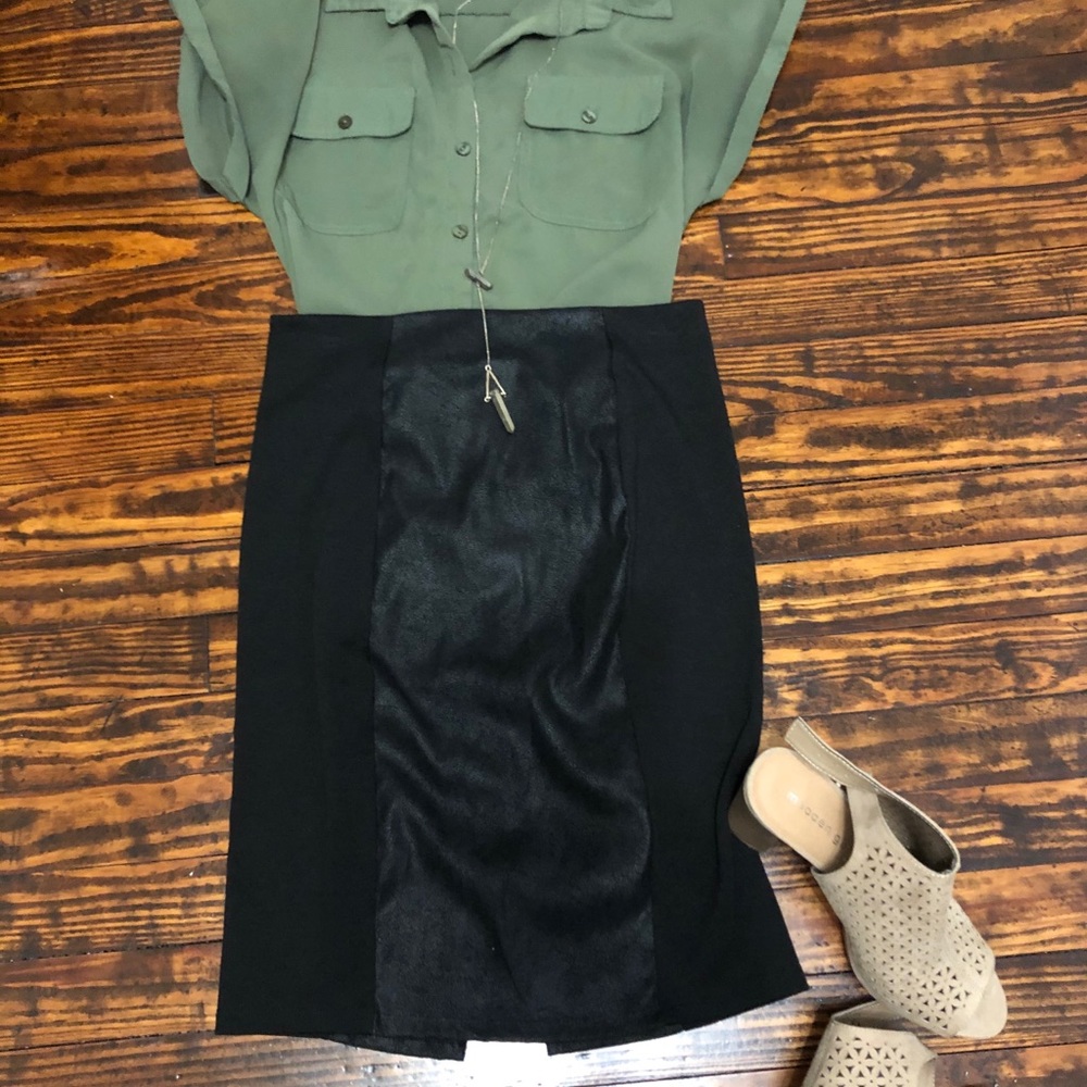 Black faux leather skirt
